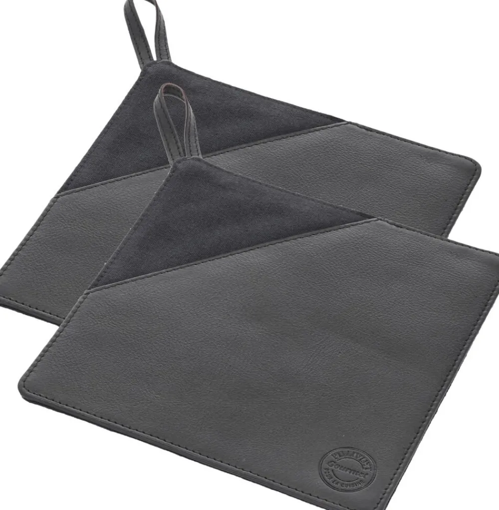 Pillivuyt Grydelap 20,5 x 20,5 cm 2 stk. Sort Kanvas/Læder