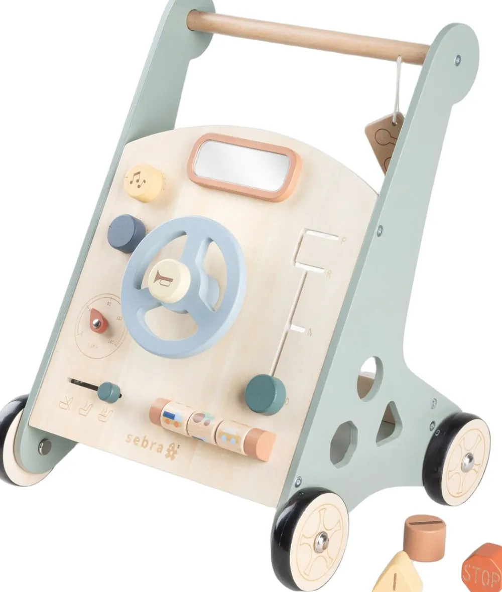 Sebra Gåvogn m/aktiviteter bil, træ