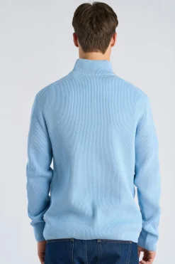 Lindbergh Half zip rib knit Soft blue Outlet