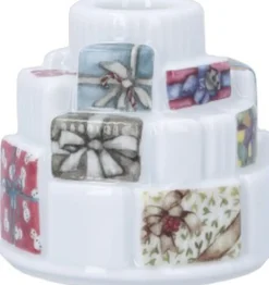 Kähler Hammershøi Christmas Gaver lysestage Ø7. 5 cm hvid m. deko Sale