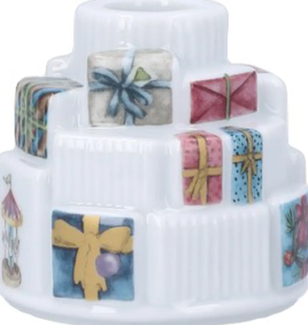 Kähler Hammershøi Christmas Gaver lysestage Ø7. 5 cm hvid m. deko Sale