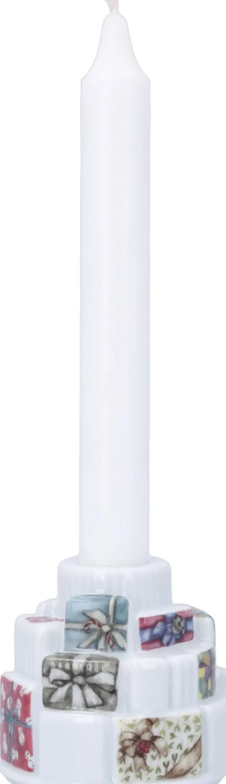 Kähler Hammershøi Christmas Gaver lysestage Ø7. 5 cm hvid m. deko Sale