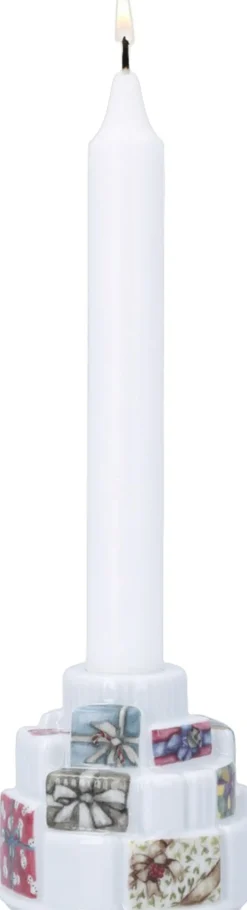 Kähler Hammershøi Christmas Gaver lysestage Ø7. 5 cm hvid m. deko Sale