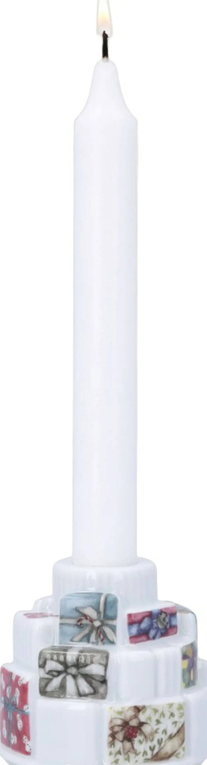 Kähler Hammershøi Christmas Gaver lysestage Ø7. 5 cm hvid m. deko Sale