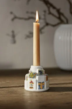 Kähler Hammershøi Christmas Gaver lysestage Ø7. 5 cm hvid m. deko Sale