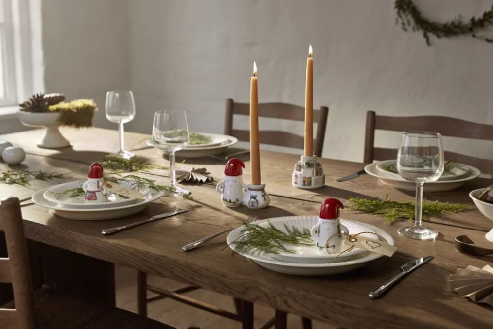 Kähler Hammershøi Christmas Gaver lysestage Ø7. 5 cm hvid m. deko Sale