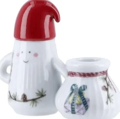 Kähler Hammershøi Christmas Nissefar lysestage H8. 5 hvid m. deko