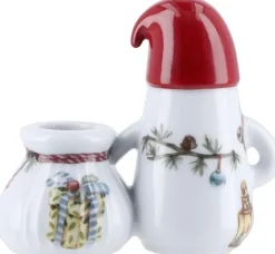 Kähler Hammershøi Christmas Nissefar lysestage H8. 5 hvid m. deko