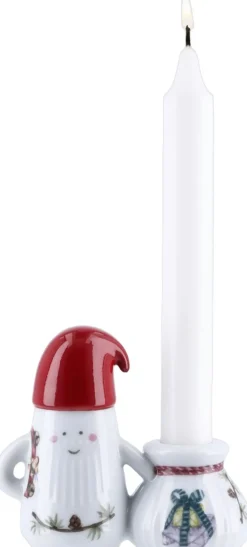 Kähler Hammershøi Christmas Nissefar lysestage H8. 5 hvid m. deko