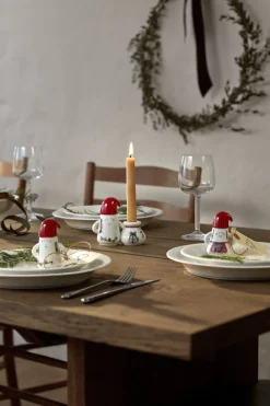 Kähler Hammershøi Christmas Nissefar lysestage H8. 5 hvid m. deko