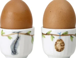 Lyngby Porcelæn Hammershøi Spring Æggebæger Ø5 cm hvid m. deko 2 stk. Best