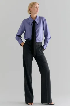 Magasin du Nord Collection Hanna x MDNC Skjorte - 100% Silke Twillight purple Outlet