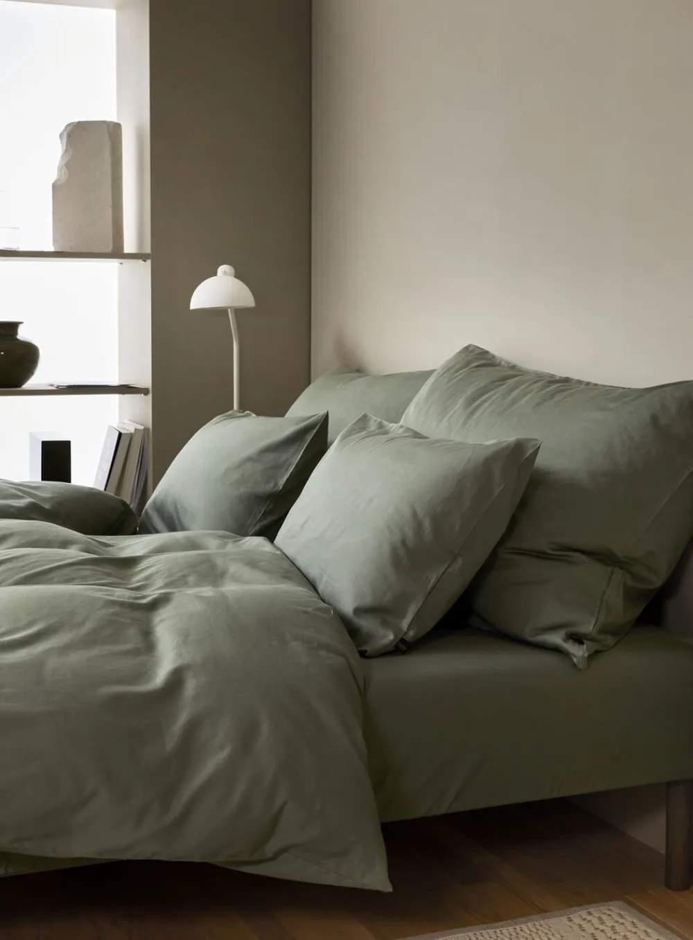 Høie Harmoni stonewashed pudebetræk dæmpet grøn Dæmpet grøn