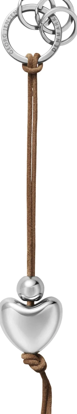 Dame Georg Jensen HEART NØGLERING MED LÆDERREM