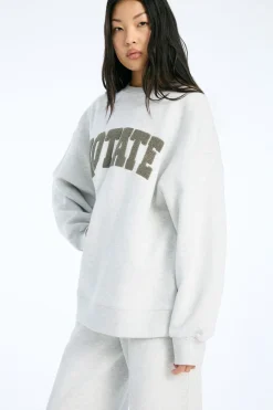 ROTATE Birger Christensen HEAVY SWEAT CREWNECK Light grey melange Online