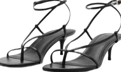 MANGO Heeled sandals with thin strap Black Hot