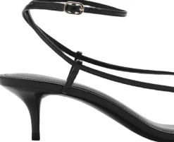 MANGO Heeled sandals with thin strap Black Hot