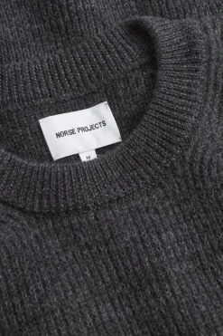 Norse Projects Henning Cotton Wool Rib Sweater Dark grey melange Best