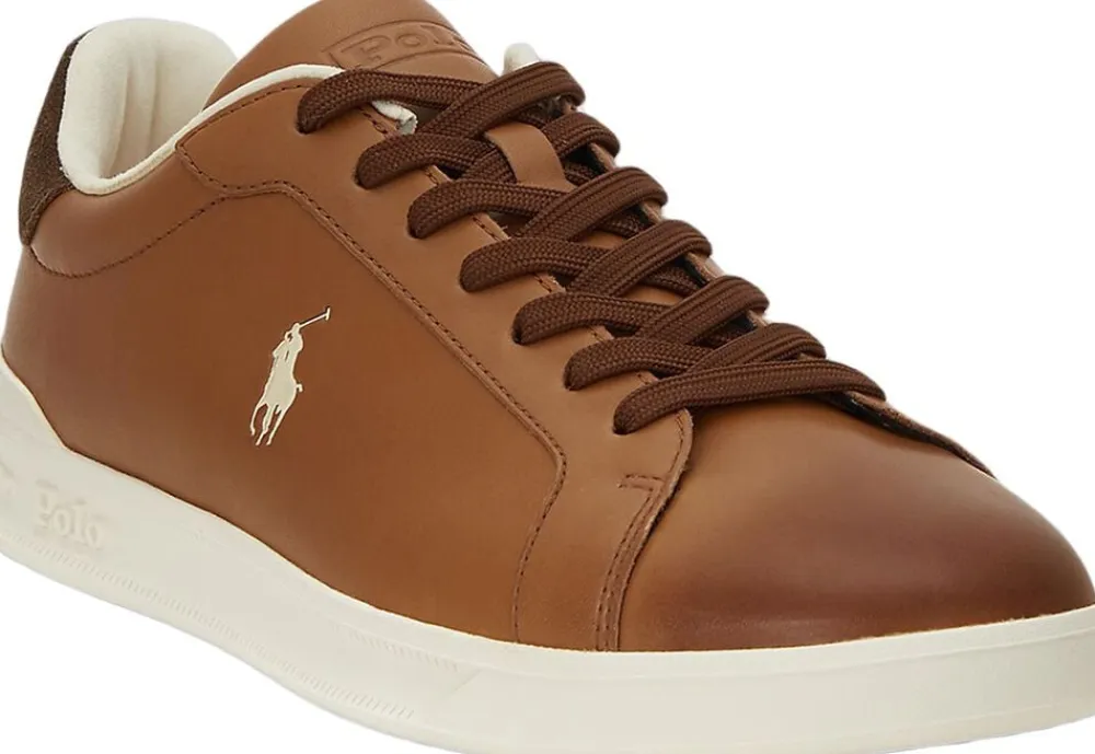 Polo Ralph Lauren Heritage Court II Leather Sneaker Tan/ecru pp Clearance