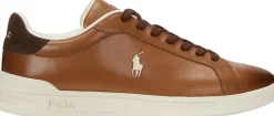 Polo Ralph Lauren Heritage Court II Leather Sneaker Tan/ecru pp Clearance