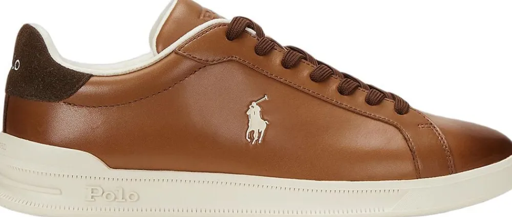 Polo Ralph Lauren Heritage Court II Leather Sneaker Tan/ecru pp Clearance