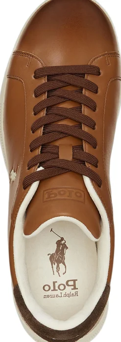 Polo Ralph Lauren Heritage Court II Leather Sneaker Tan/ecru pp Clearance