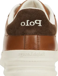 Polo Ralph Lauren Heritage Court II Leather Sneaker Tan/ecru pp Clearance