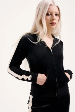 Juicy Couture HERITAGE STRIPE ROBYN HOODIE Black Best