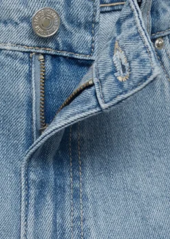 MANGO High-waisted straight denim shorts Open blue New