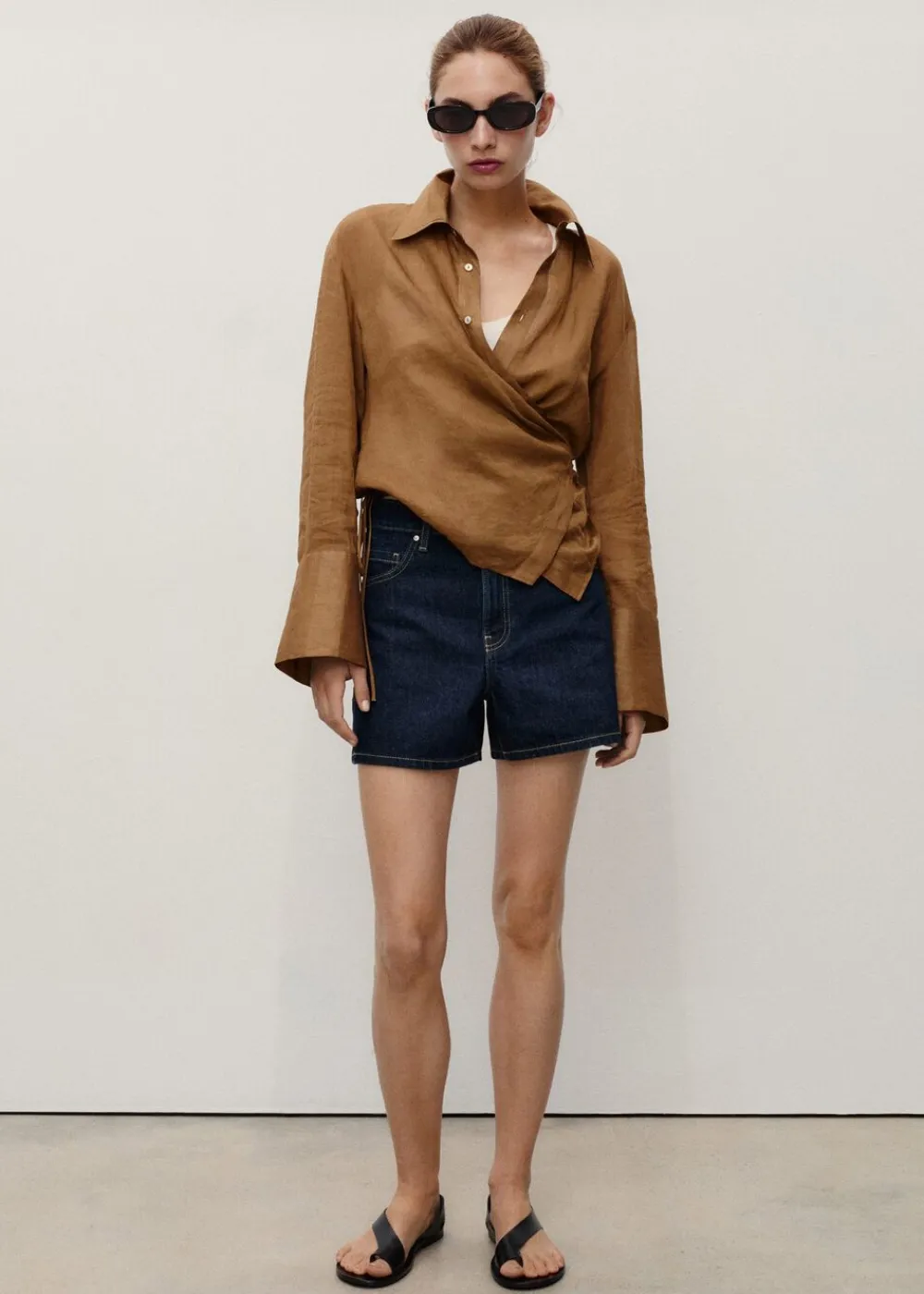 Dame MANGO High-waisted straight-fit denim sho