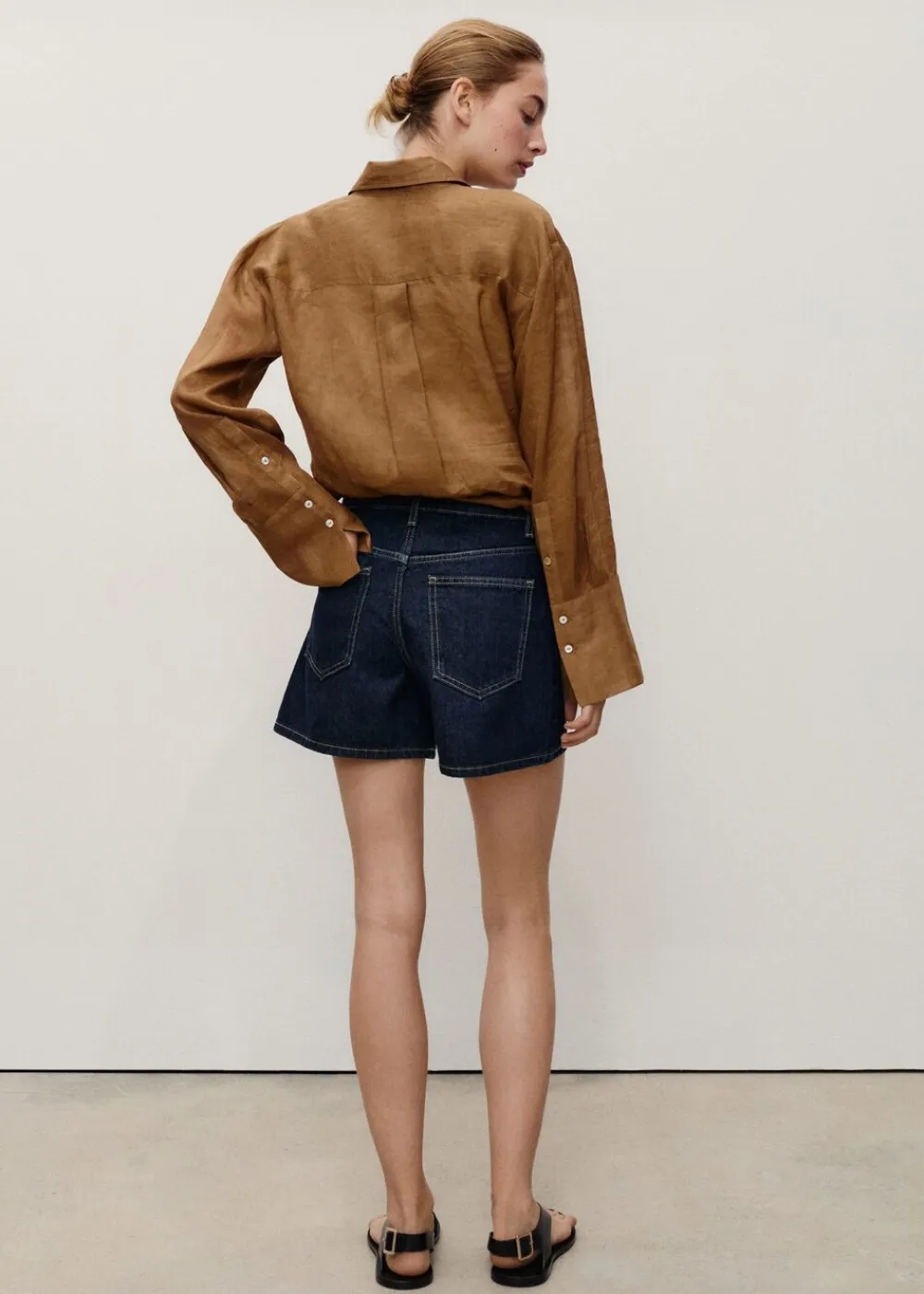 Dame MANGO High-waisted straight-fit denim sho