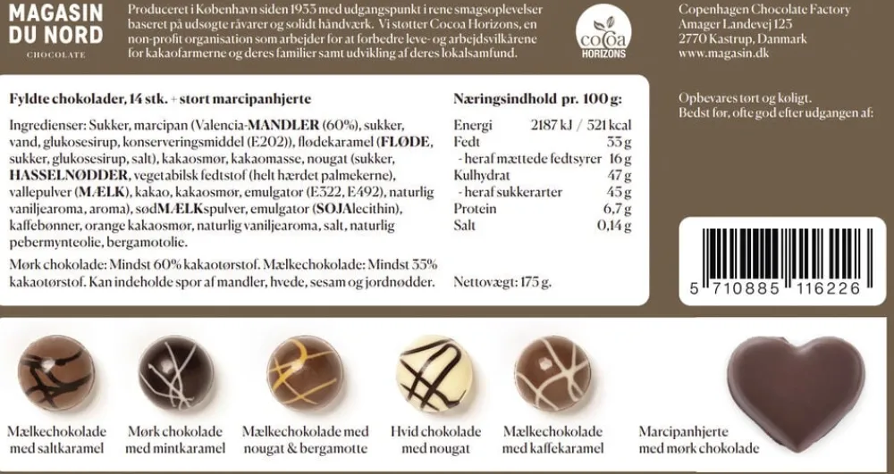 Magasin Chokolade Hjerteæske, 15 stk. Dessertchokolade, 175g. Outlet
