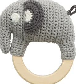 Børn Sebra Hæklet rangle, elefanten Fanto, classic grey
