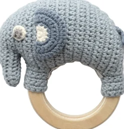 Børn Sebra Hæklet rangle på træring, Fanto, powder blue