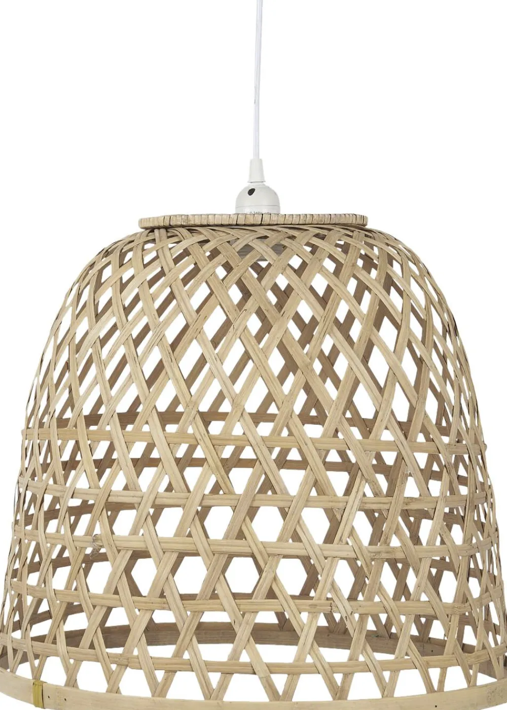 Ib Laursen Hængelampe bambus skærm hvid plastikledning Sale