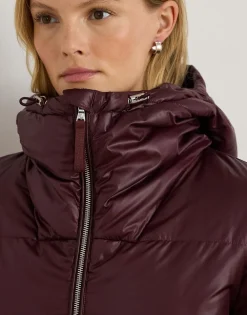 Lauren Ralph Lauren Hooded Channel-Quilted Down Coat Dark garnet Clearance