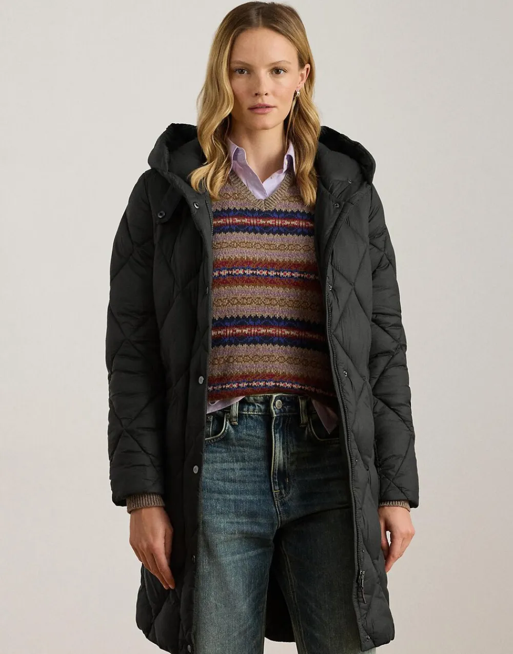 Hooded Diamond-Quilted Down Coat>Lauren Ralph Lauren Hot