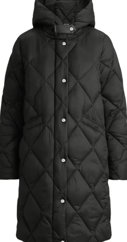 Hooded Diamond-Quilted Down Coat><noscript><img width=