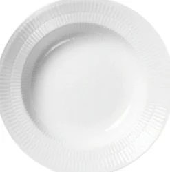Hvid Riflet 30 cm. dyb tallerken>Royal Copenhagen