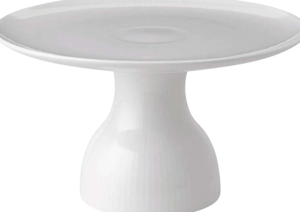 Royal Copenhagen Hvid Riflet Fad på fod 20 cm