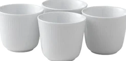 Royal Copenhagen Hvid Riflet termokop 26 cl. 4 stk. Clearance