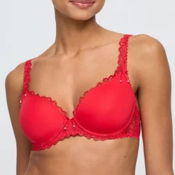 Marie Jo Jane hjerteformet bh med vattering Rød Hot