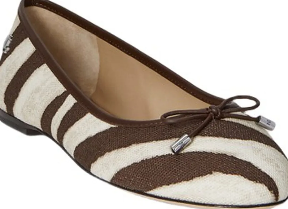 Dame Lauren Ralph Lauren Jayna Zebra-Print Canvas Flat