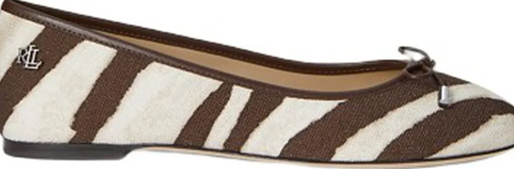 Dame Lauren Ralph Lauren Jayna Zebra-Print Canvas Flat