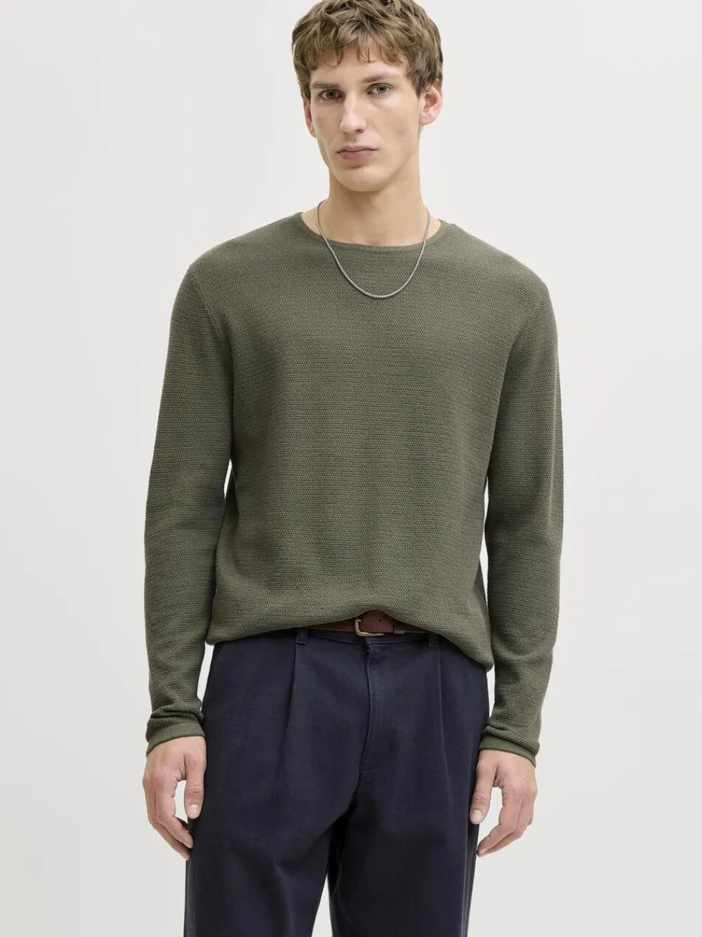 Jack & Jones JJEGEORGE KNIT CREW NECK NOOS Dusty olive Best