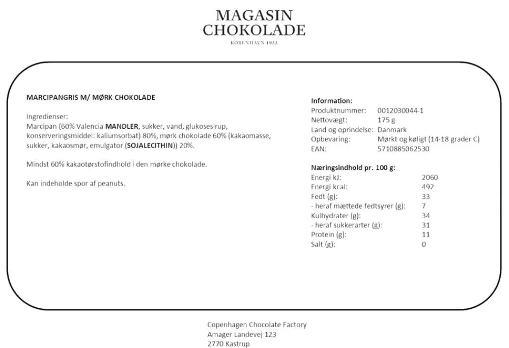 Magasin Chokolade Julegris, Marcipan 175 g Hot