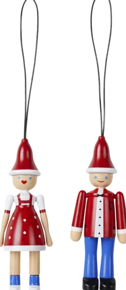 Kay Bojesen Julepynt Jule Ole & Jule Lise rød/blå/hvid Best