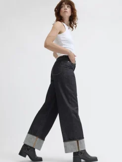 JJXX JXTOKYO VEGA WIDE HW FOLD UP R269 D Dark blue denim Clearance