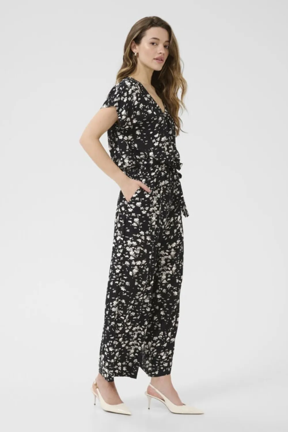 Kaffe KAbeathe Jumpsuit Black / chalk graphic Outlet