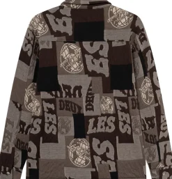 Les Deux Kaleb Patchwork Jacquard Overshirt Mountain grey brown Hot